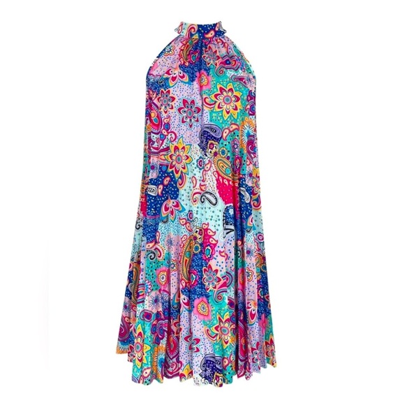 Paisley Halter Neck Pleated Midi Dress, NWOT - Picture 6 of 6